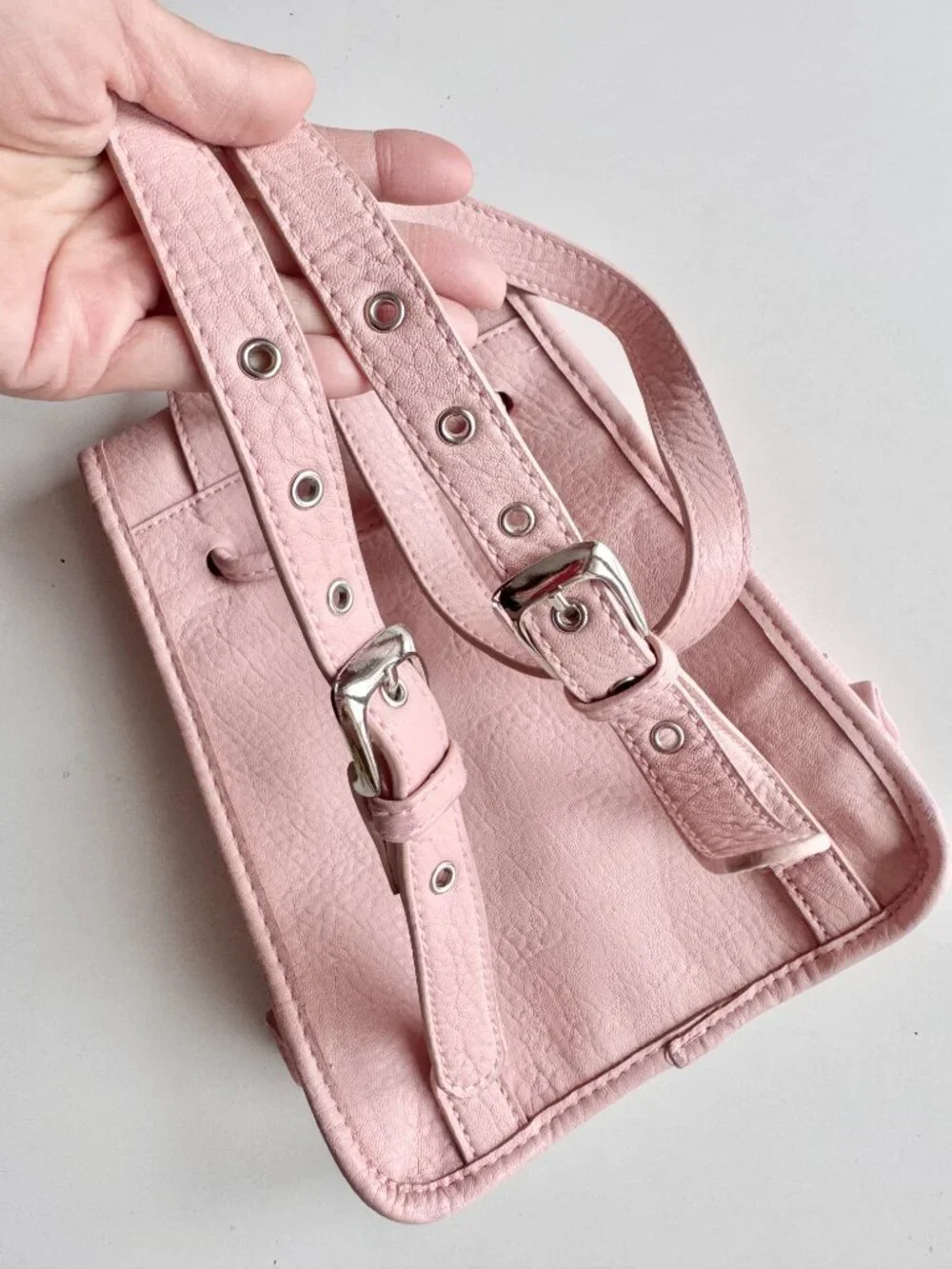 FREE PEOPLE Josie Blush Pink Faux Leather Mini Backpack - Picture 6 of 13